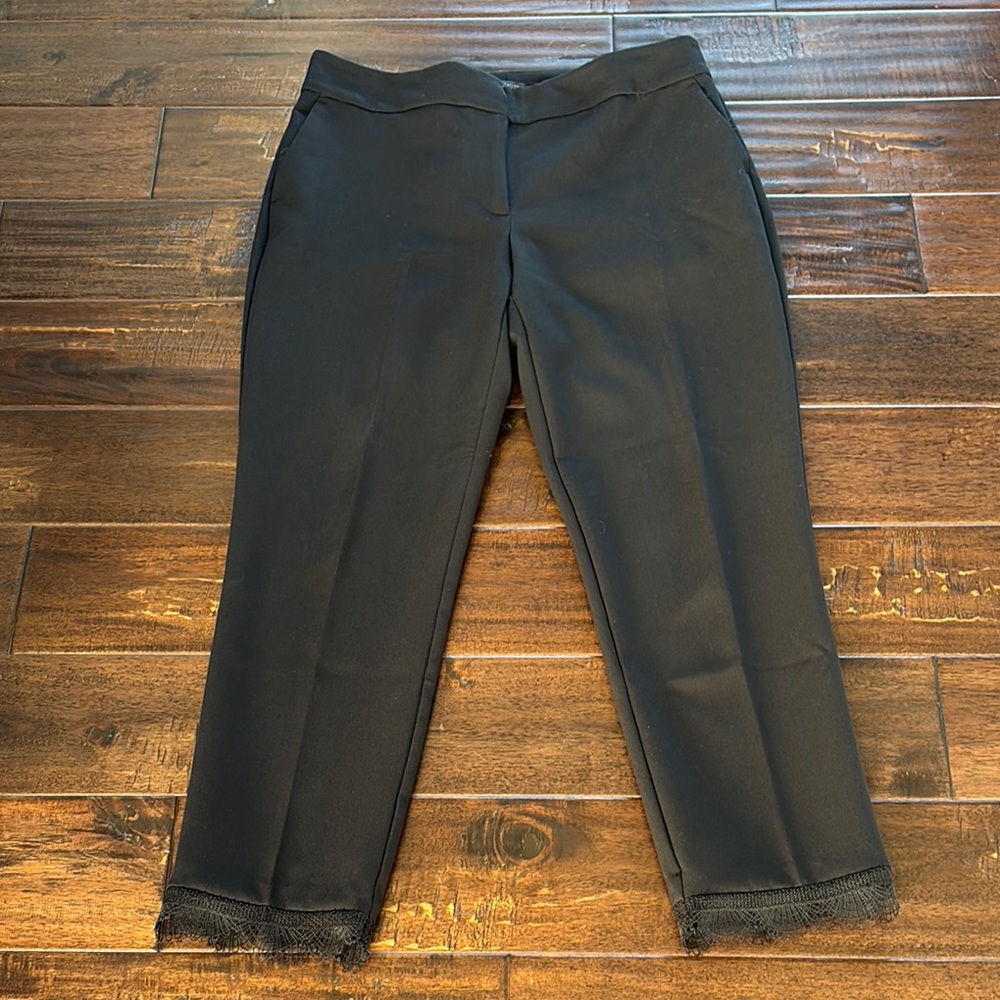 Black Pants with Lace Hem